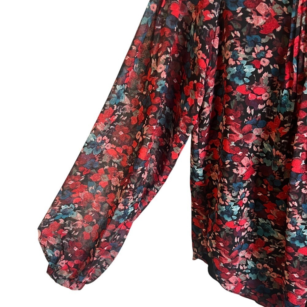 Vince Camuto Floral Print Blouse Pintuck Long Sleeve Top‎ XS - Picture 10 of 10